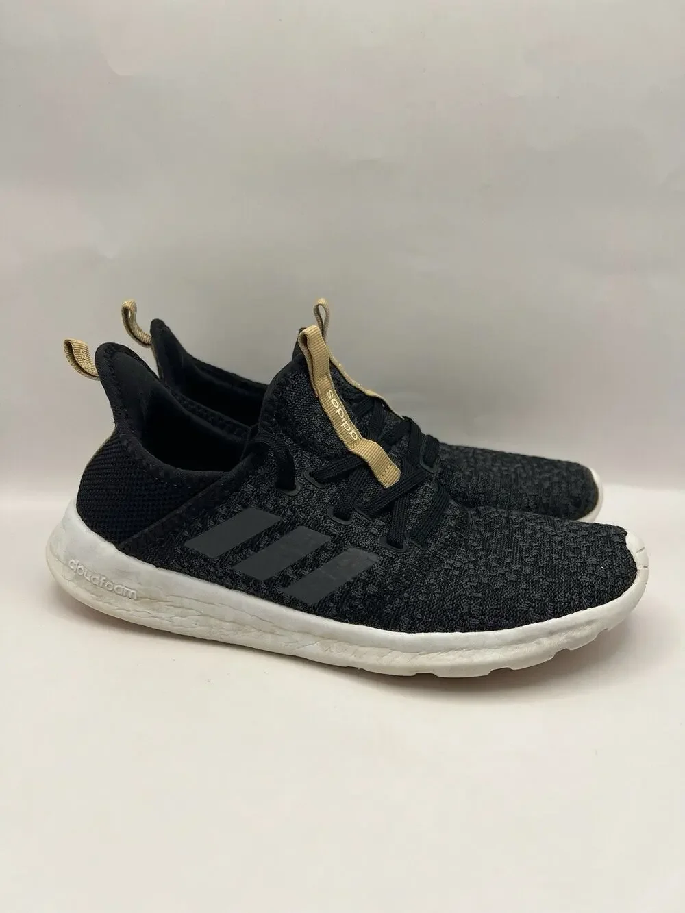 Adidas Cloudfoam Pure Black Running Shoes Women Size 7